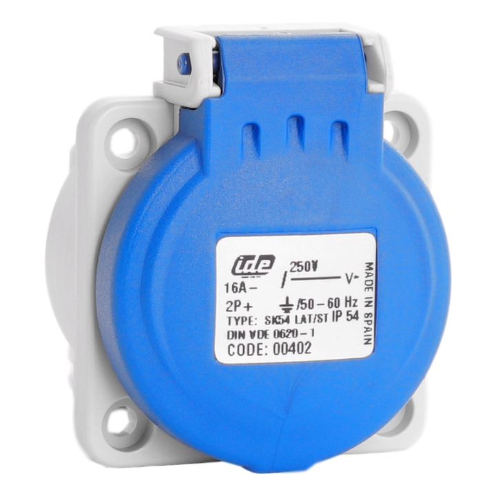 IDE dom 16A 2p+T 230VAC IP54 prise encastrée ressort