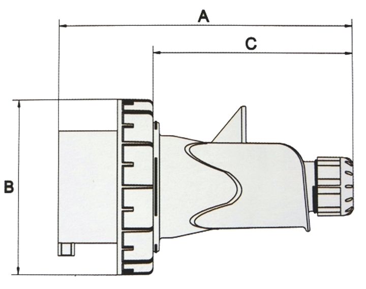 IDE CEE 63A 2P+T 230VAC IP67 fiche mobile mâle