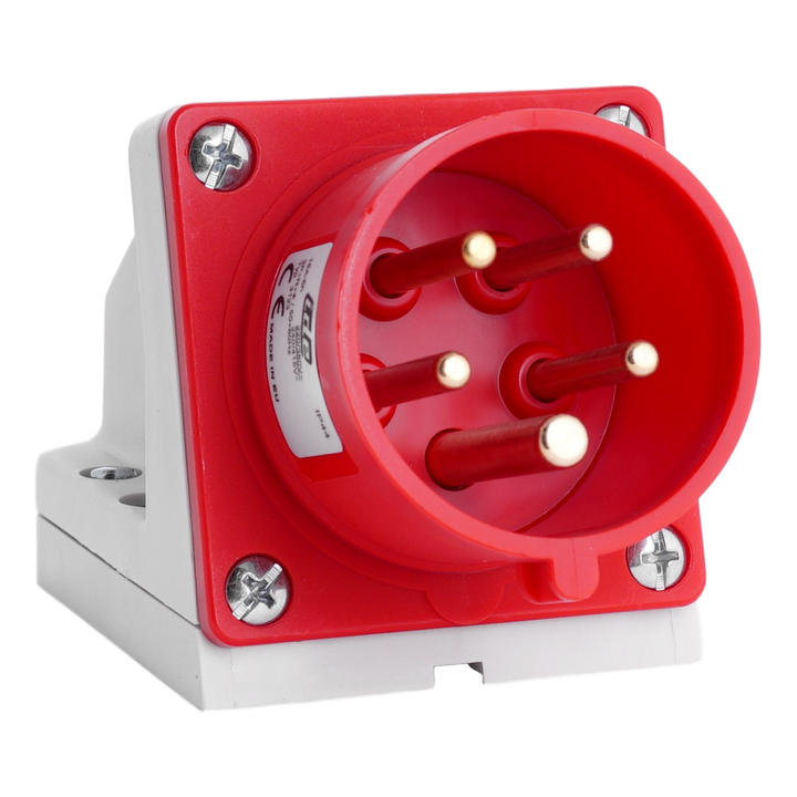 Socle de connection droit montage panneau 16A - 32A IP44