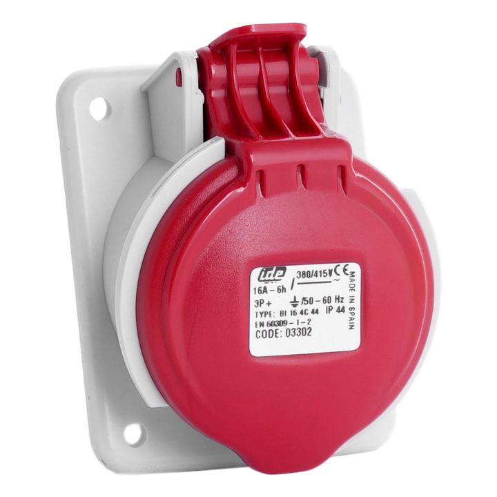 IDE CEE 16A 4p 400VAC IP44 stopcontact inbouw schuin