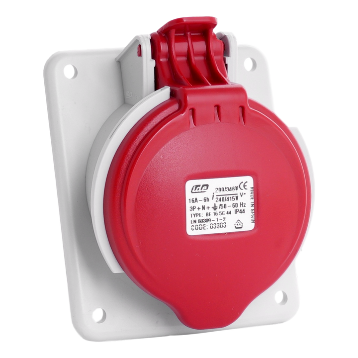 IDE CEE 16A 5p 400VAC IP44 prise encastrée inclinée