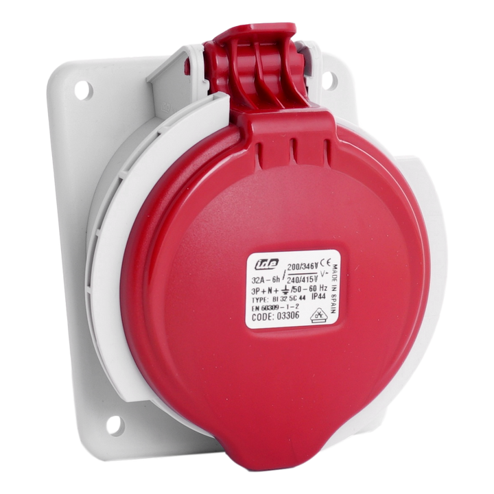 IDE CEE 32A 5p 400VAC IP44 stopcont. inbouw schuin
