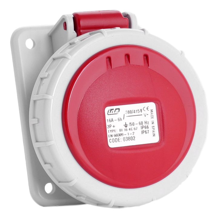 IDE CEE 16A 4p 400VAC IP67 prise encastrée inclinée