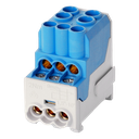 Borne de distr. UVB100 1p 2x16, 6x6mm² Cu N bleue