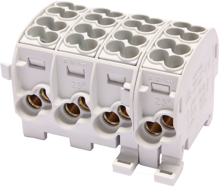 Bornier de dériv. HLAK25 C 4p 2x25, 2x16mm² Cu 3LN