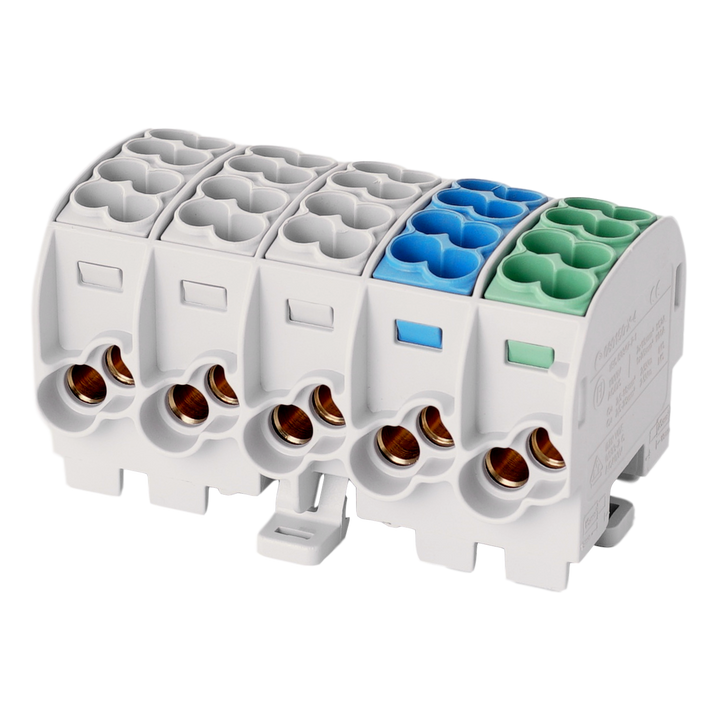 Bornier de dériv. HLAK25 C 5p 2x25, 2x16mm² Cu 3LNPE