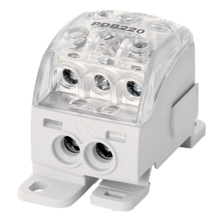 Borne de distr. PDB220 1p 70, 2x25, 3x16mm² Cu+Al grise