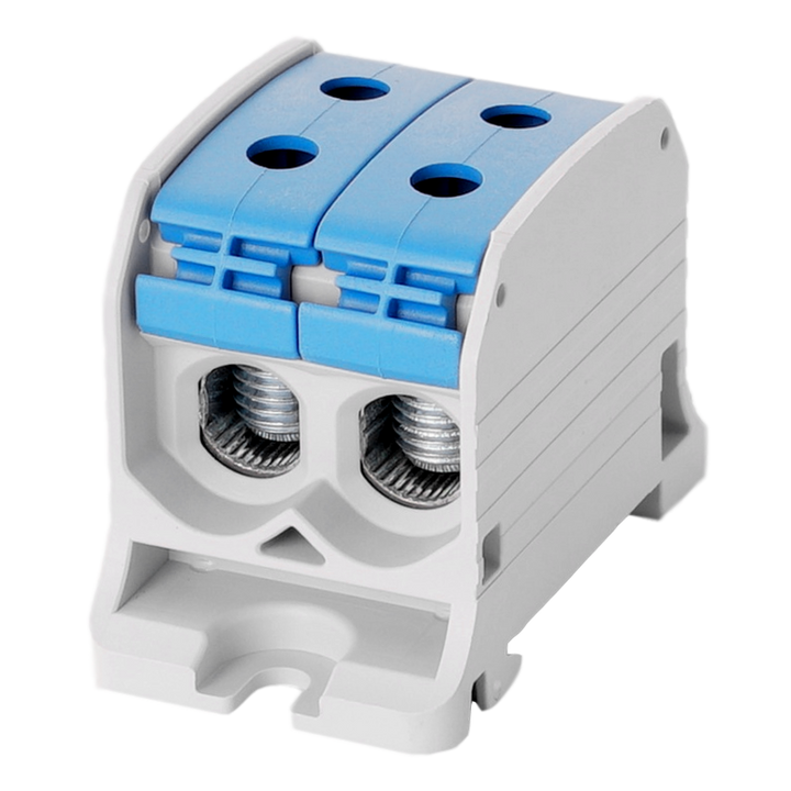 Aansluitklem RKA 1p dubbel 50mm² Cu+Al blauw