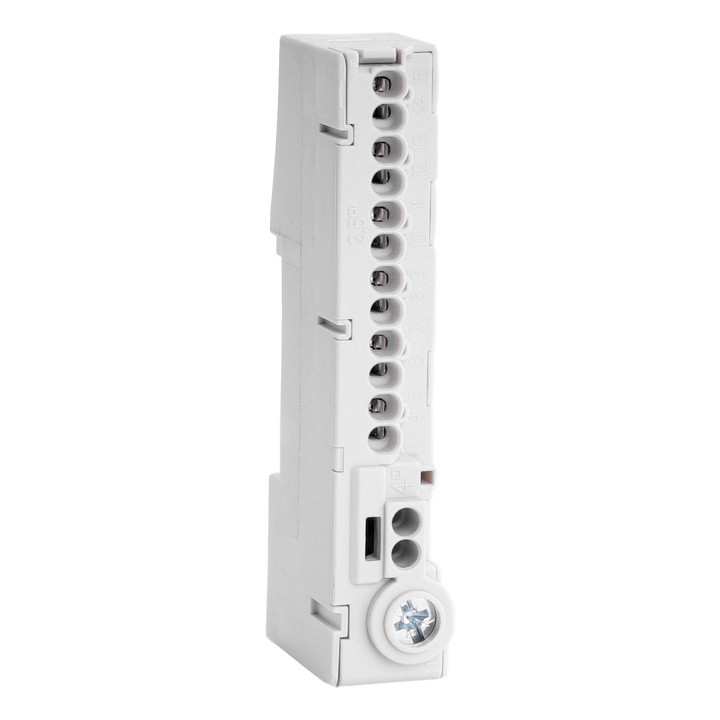 Barette enfichable grise, montage rail DIN, 15 connexions