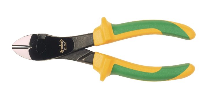 Insulated reinforced diagonal cutting pliers, 200 mm long.