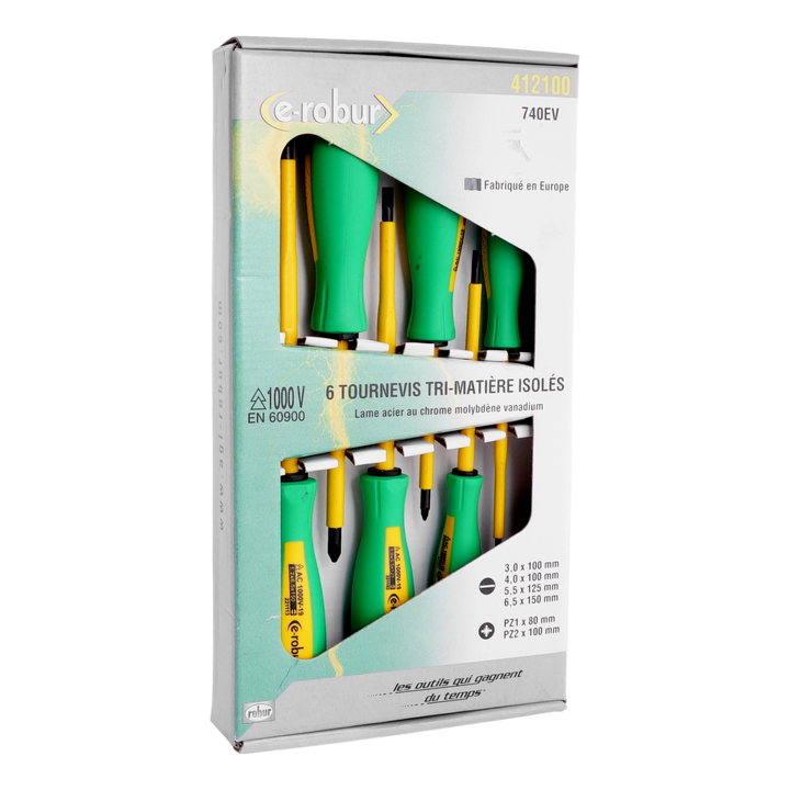 Coffret 6 tournevis électriciens ISO 1000V