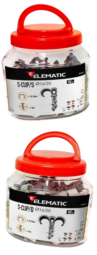 Attache double pour tube (S-CLIP)) 25-28mm - bidon 100 pcs