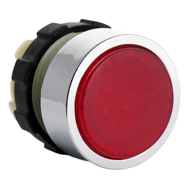 Verlichte drukknop rood met metalen ring