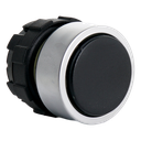 Bouton poussoir noir, bague metal.