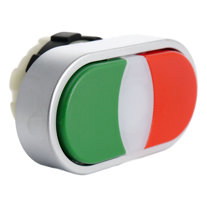Doppelleuchtdrucktaster IP67  Aluring 22.5 Grün  / Rot
