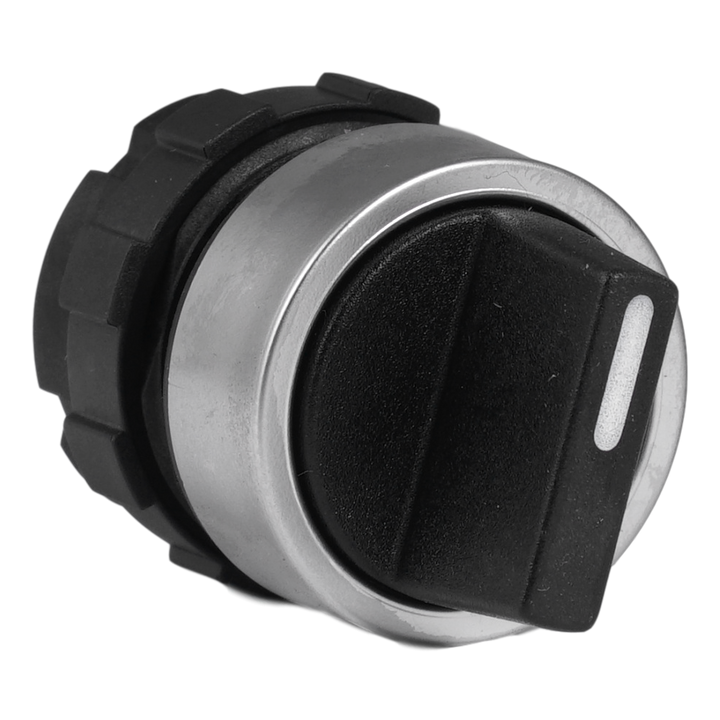 Bouton tournant à manette 0-I noir, bague metal.