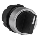 Bouton tournant à manette 0-I noir, bague metal.