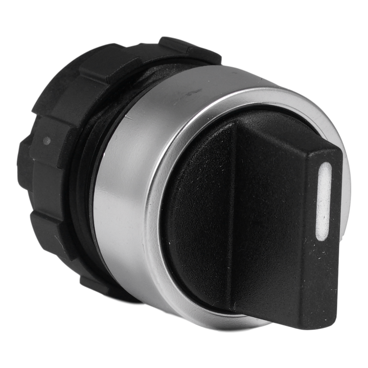 Rotary knob I-0-II black with metal bezel