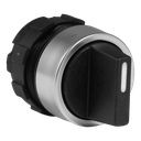 Draaiknop met hendel I-0-II zwart met metalen ring