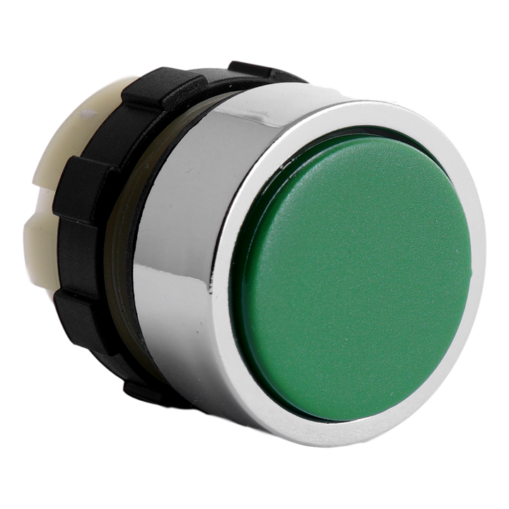 Bouton poussoir vert B&J bague chrome