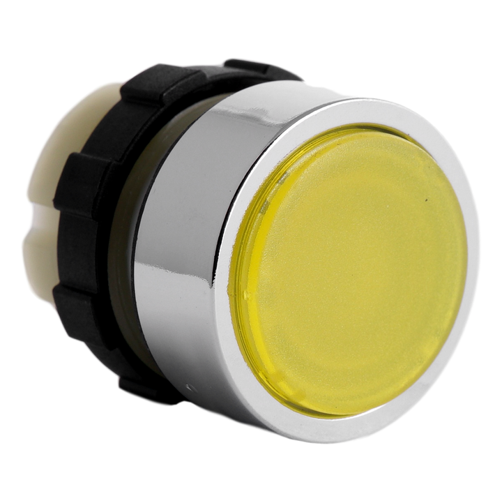 Bouton poussoir lumineur jaune B&J bague chrome