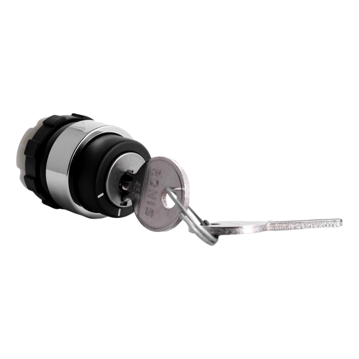 Bouton tournant à clé B&J 0-I, bague chrome
