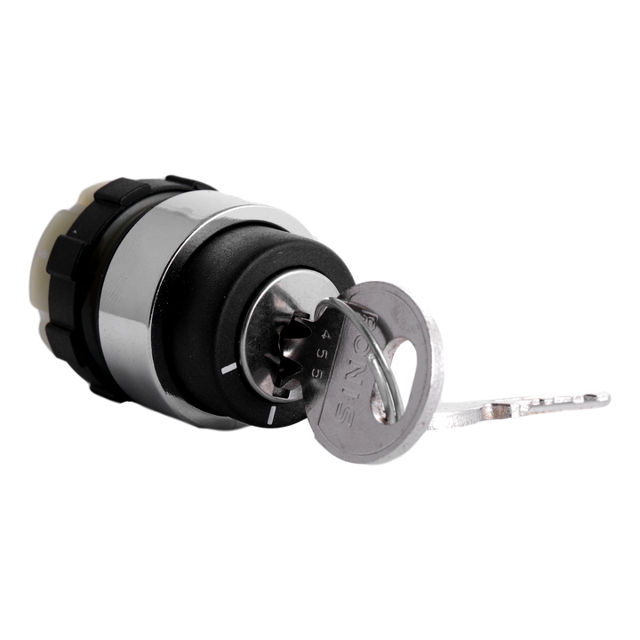 Bouton tournant à clé B&J I-0-II, bague chrome