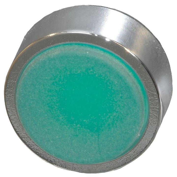 Illuminated actuator green with plastic bezel black