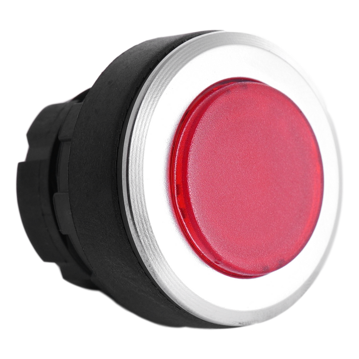 Drukknop rood met zwarte PVC ring