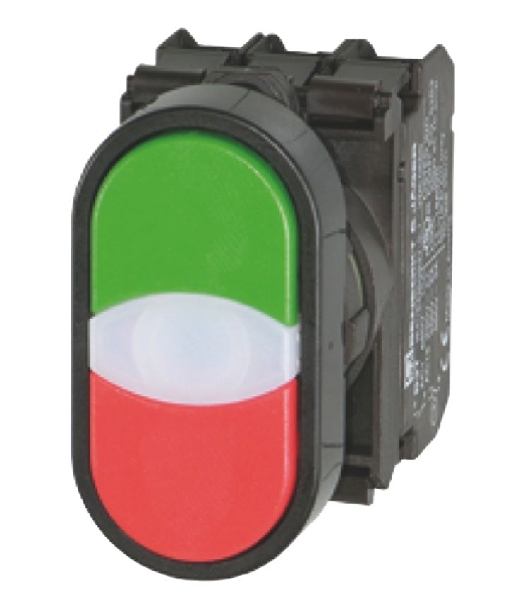 Bouton poussoir double lumineux IP65 vert/rouge