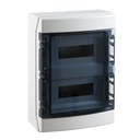 Aufputz-Modulgehäuse IP65 2x12 Mod + Erdungsschiene Tür Tra.