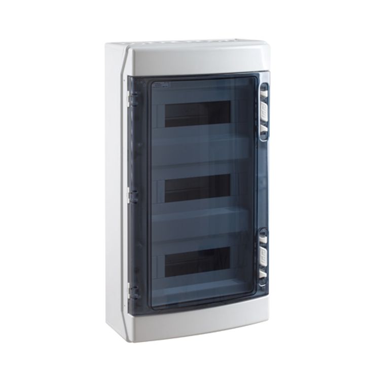 Aufputz-Modulgehäuse IP65 3x12 Mod + Erdungsschiene Tür Tra.