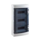 Opbouwkast IP65 transp. deur 3x 12 mod. + aardingsrail