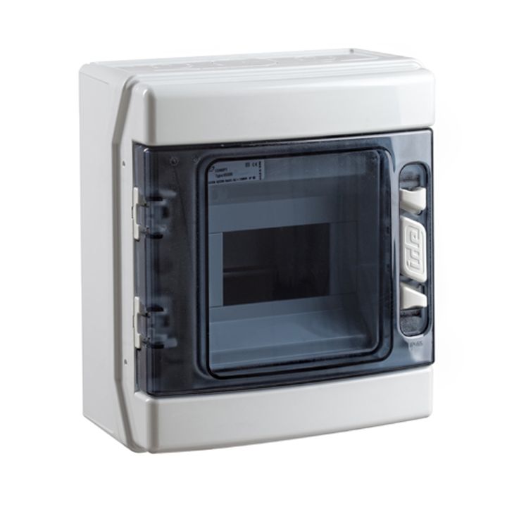 Coffret app. IP55 porte transp. 6 mod. + born. de terre