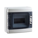 Aufputz-Modulgehäuse IP65 1x8 Mod + Erdungsschiene Tür Tra.
