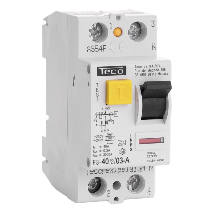 Inter. diff. Teco 2P 40A 300mA Type A 3kA