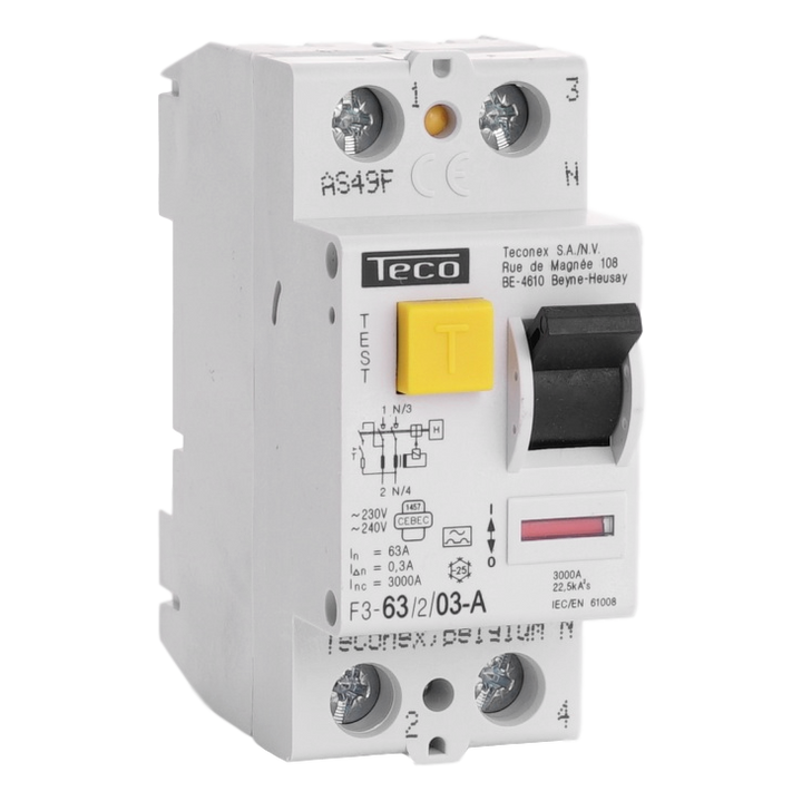 Inter. diff. Teco 2P 63A 300mA Type A 3kA