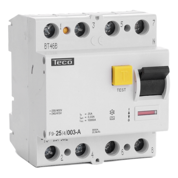Diff. schak. Teco 4P 25A 30mA Type A