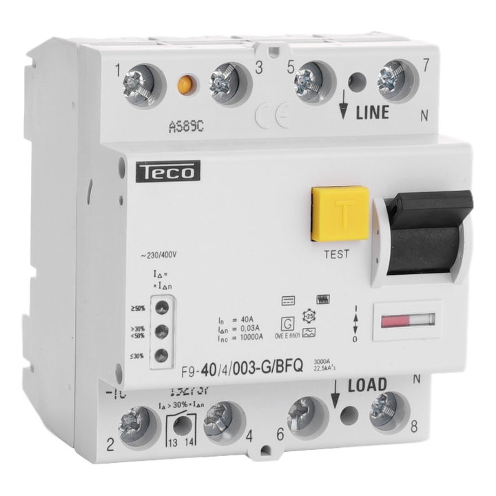 Inter. diff. Teco 4P 40A 30mA Type B + env. var. fréq.