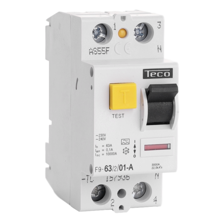 Diff. schak. Teco 2P 63A 100mA Type A