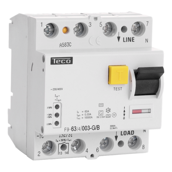 Residual current circuit breaker TC 4P 63A 30mA Type B