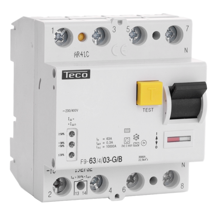 Differentialschalter Teco 4P 63A 300mA Type B