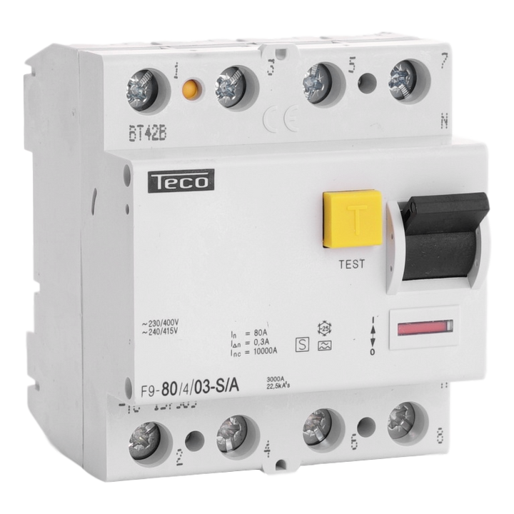 Differentialschalter Teco 4P 80A 300mA Type S-A