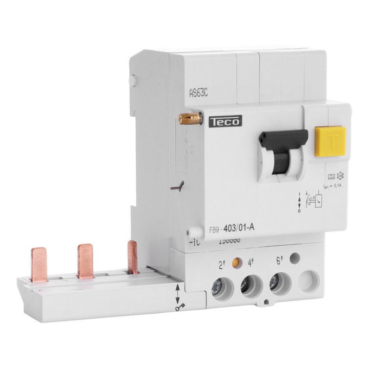 RCCB trip block Teco 3P 40A 100mA type A