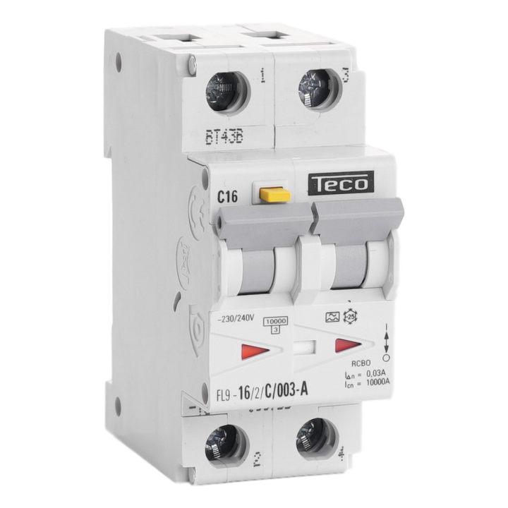 RCBO Teco 2p 16A Curve C Type A 30mA