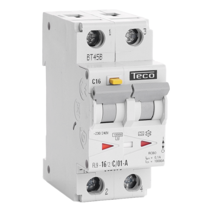 RCBO Teco 2p 16A Curve C Type A 100mA