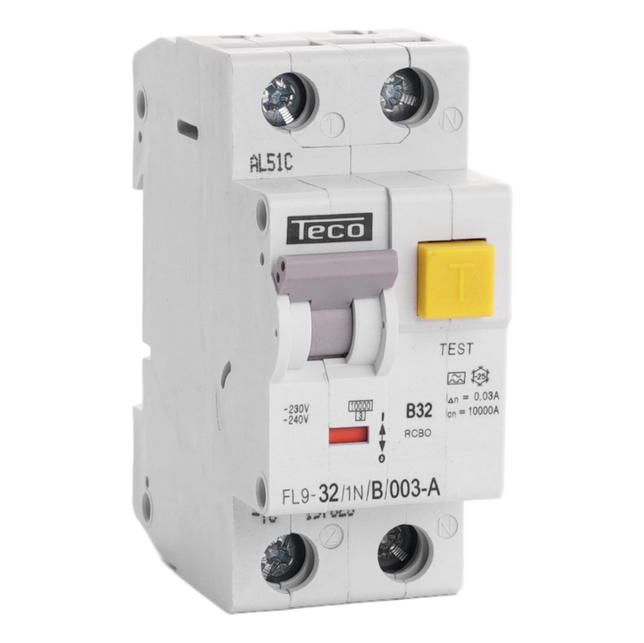 RCBO Teco 1N 32A Curve B Type A 30mA
