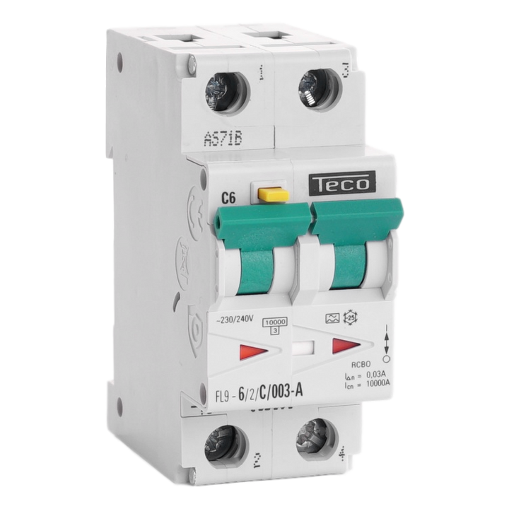 RCBO Teco 2p 6A Curve C Type A 30mA