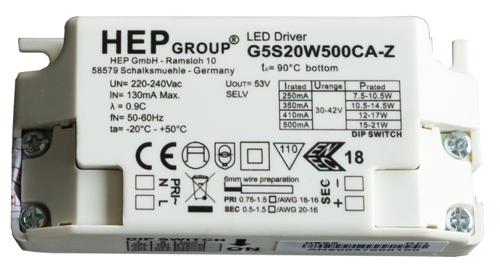 Treiber HEP Fixed 20W für PANAMA  mit Stecker Male Connector