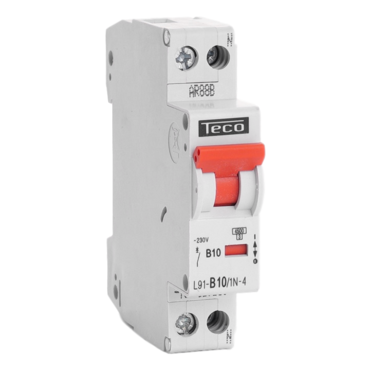 Disjoncteur Teco 1N 10A 4,5kA Courbe B 1mod.